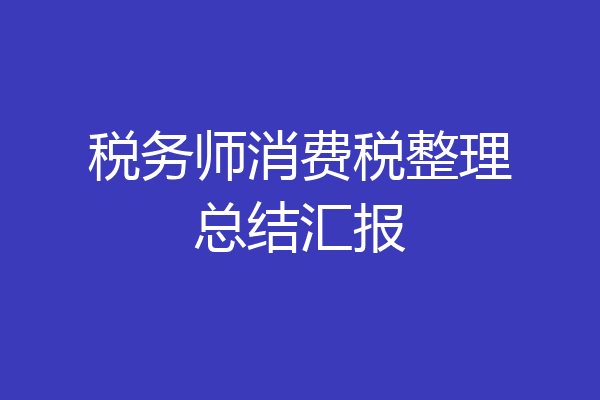 税务师消费税整理总结汇报