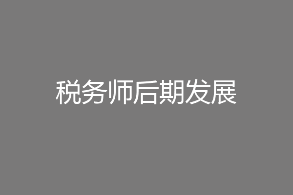 税务师后期发展