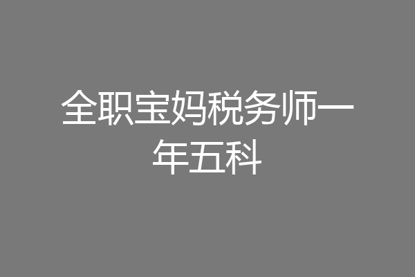 全职宝妈税务师一年五科