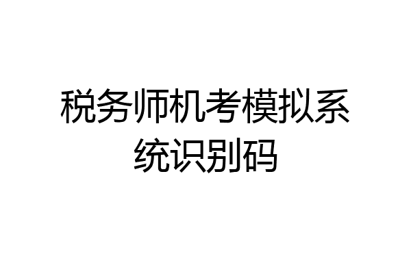 税务师机考模拟系统识别码