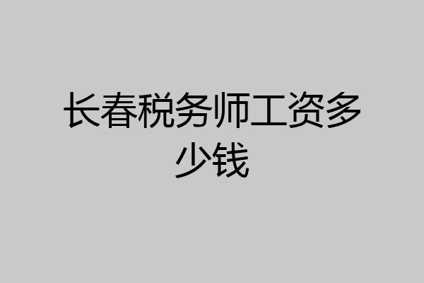 长春税务师工资多少钱