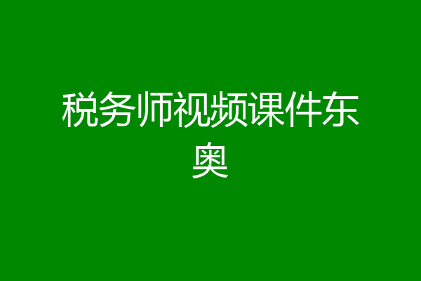 税务师视频课件东奥