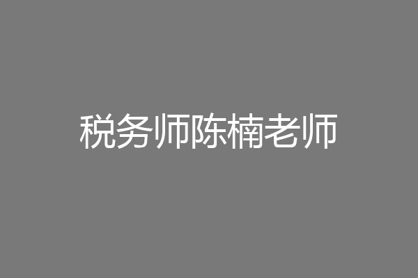税务师陈楠老师