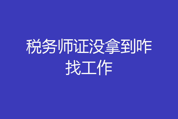 税务师证没拿到咋找工作