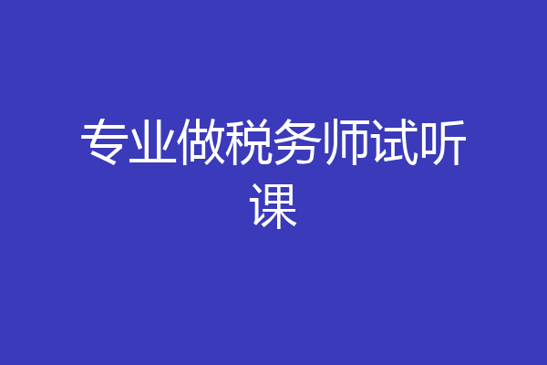专业做税务师试听课