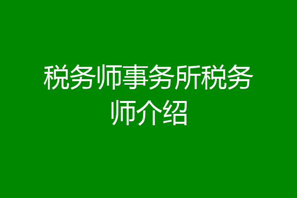 税务师事务所税务师介绍