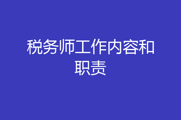 税务师工作内容和职责