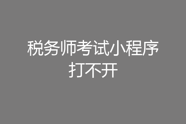 税务师考试小程序打不开