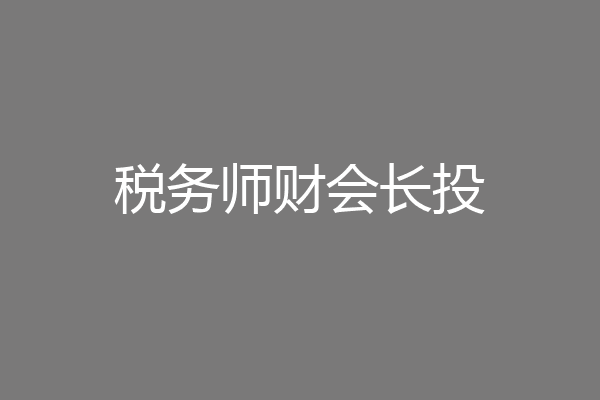 税务师财会长投