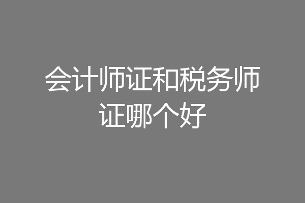 会计师证和税务师证哪个好