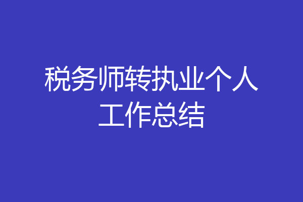 税务师转执业个人工作总结