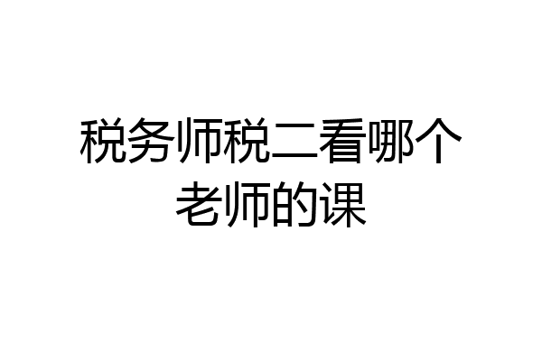 税务师税二看哪个老师的课