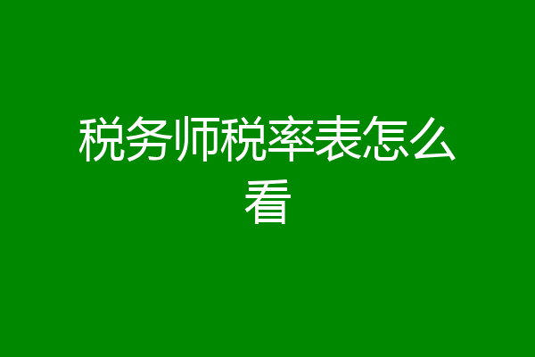 税务师税率表怎么看