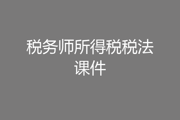 税务师所得税税法课件