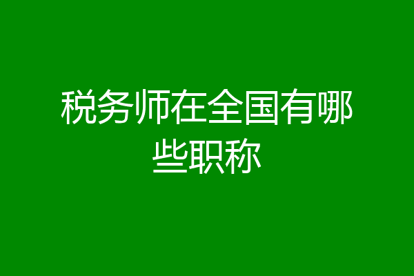 税务师在全国有哪些职称