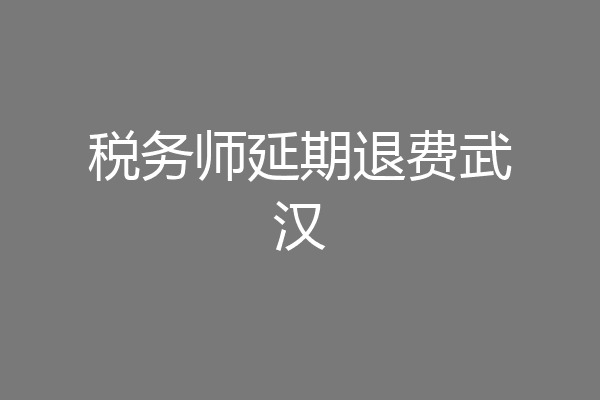税务师延期退费武汉
