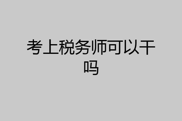 考上税务师可以干吗