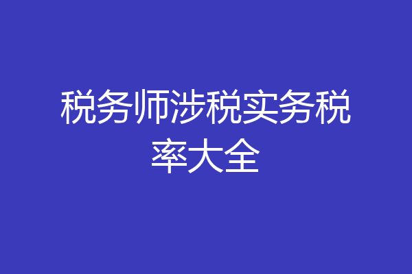 税务师涉税实务税率大全