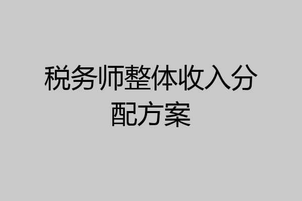 税务师整体收入分配方案