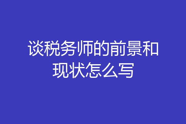 谈税务师的前景和现状怎么写