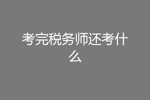 考完税务师还考什么