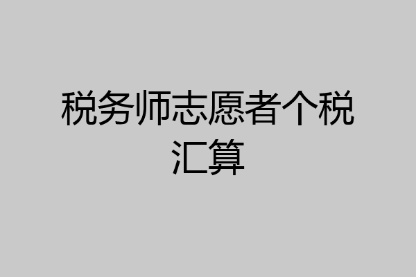税务师志愿者个税汇算