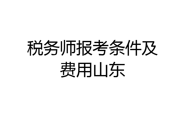 税务师报考条件及费用山东