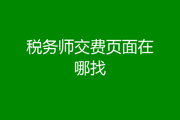 税务师交费页面在哪找