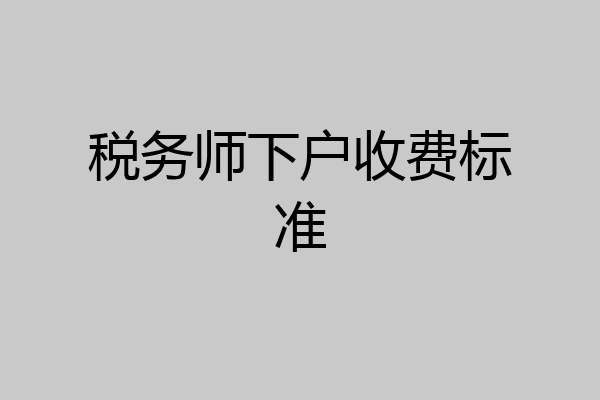 税务师下户收费标准