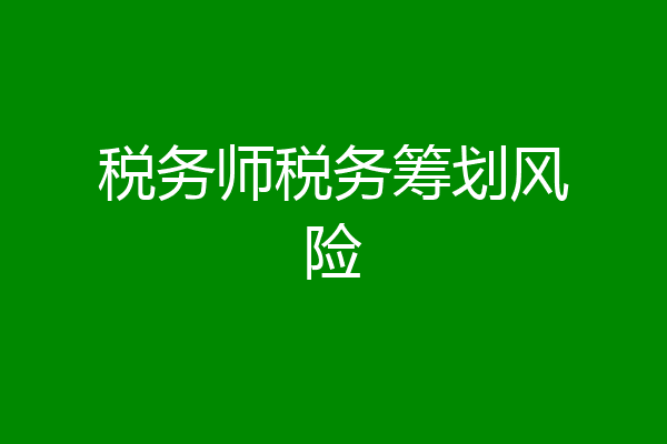 税务师税务筹划风险