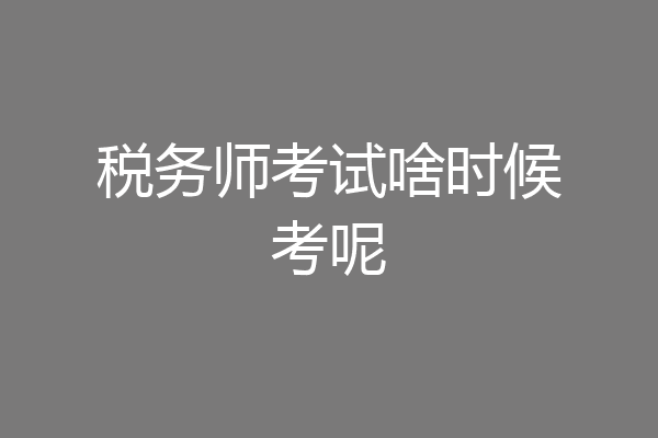 税务师考试啥时候考呢