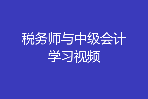 税务师与中级会计学习视频