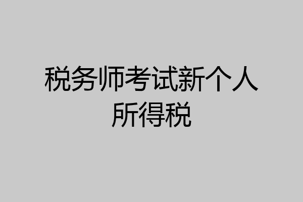 税务师考试新个人所得税