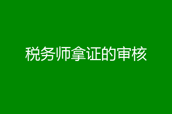 税务师拿证的审核
