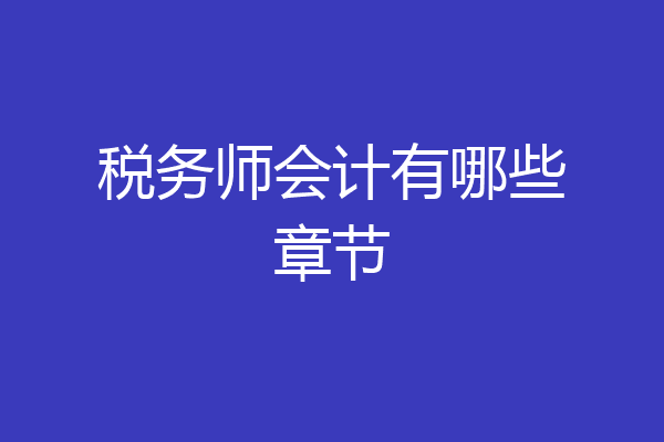 税务师会计有哪些章节