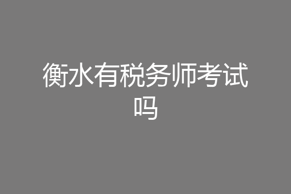 衡水有税务师考试吗