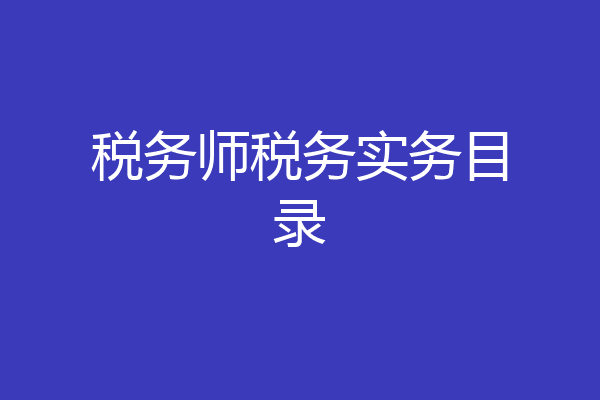 税务师税务实务目录