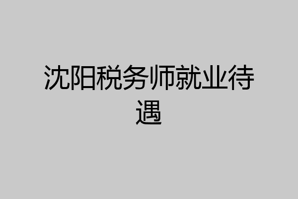 沈阳税务师就业待遇