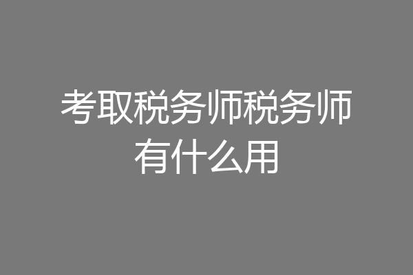 考取税务师税务师有什么用