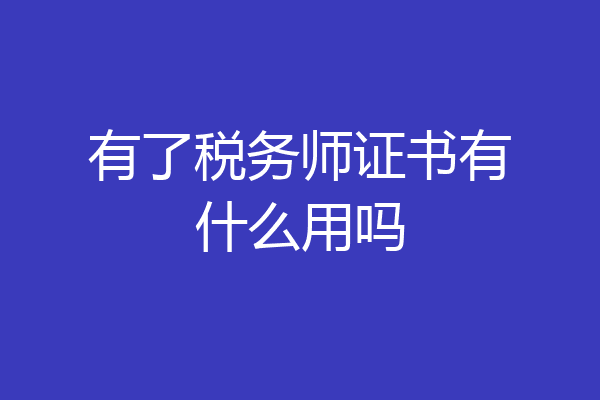 有了税务师证书有什么用吗