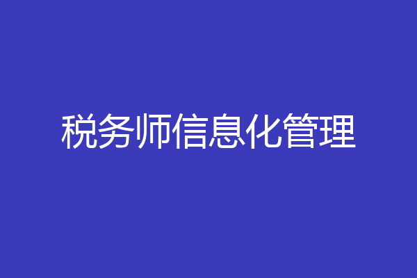 税务师信息化管理
