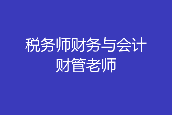 税务师财务与会计财管老师