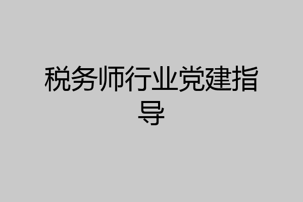 税务师行业党建指导