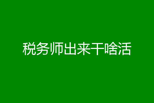 税务师出来干啥活