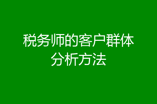 税务师的客户群体分析方法