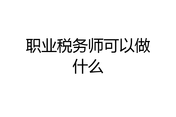 职业税务师可以做什么