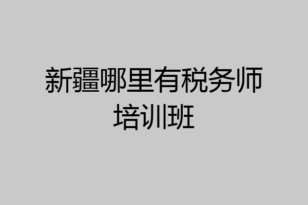 新疆哪里有税务师培训班