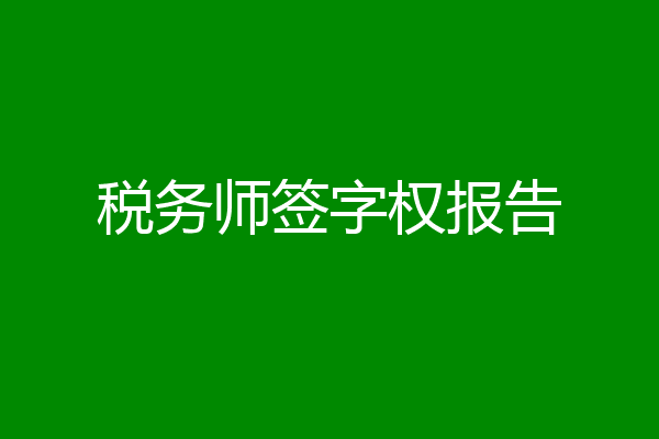 税务师签字权报告
