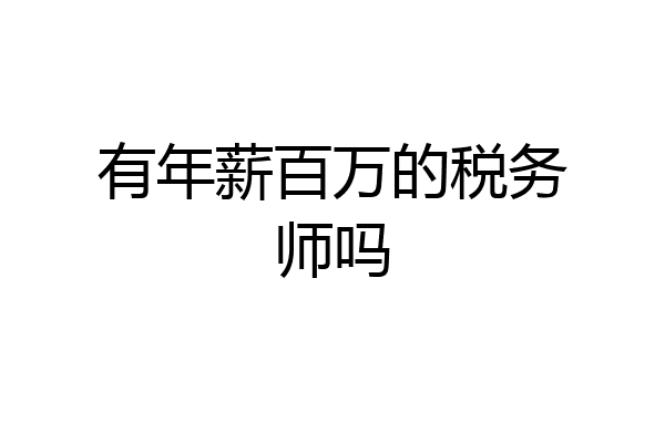有年薪百万的税务师吗