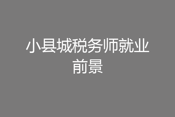 小县城税务师就业前景